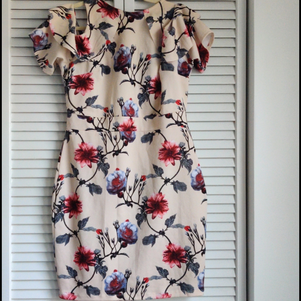Cold Shoulder Floral Dress